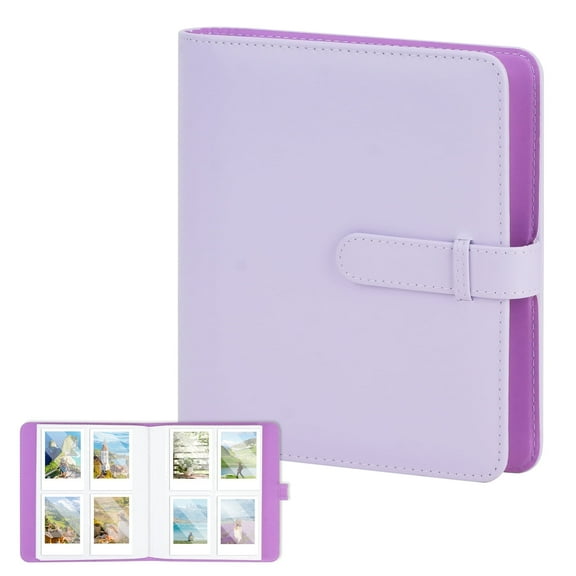 256 Pockets Photo Album for Fujifilm Instax Mini Camera, Leather Cover, Photo Album for Instax Mini 12 11 9 40 99 90 8 7 Evo LiPlay, 2x3 Photo Album,Purple