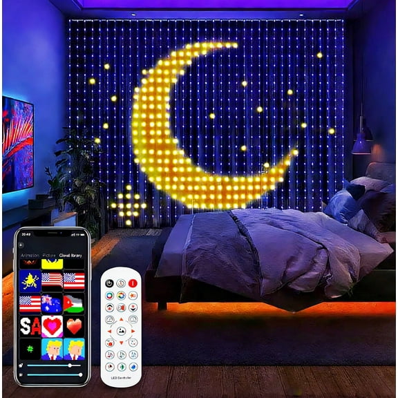 256 RGBIC Smart Curtain Lights, 7.9×7.9FT Color-Changing Fairy Lights with App Control & DIY Effects, IP65 Waterproof Wall Window String Lights for Holidays, Parties, Bedroom, Indoor Outdoor Decor
