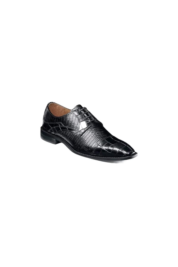 25630-001 Stacy Adams Tedesco Cap Toe Oxford Lizard Leather Dress Shoes Black