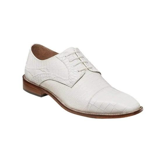 25630-100 Stacy Adams Tedesco Cap Toe Oxford Lizard Leather Dress Shoes White