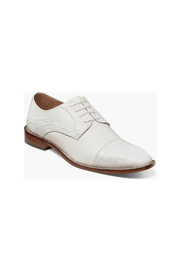 25630-100 Stacy Adams Tedesco Cap Toe Oxford Lizard Leather Dress Shoes White