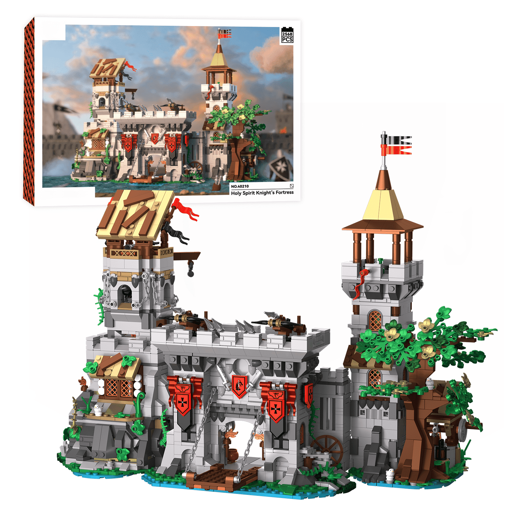 Creative Building Block Model Kit - Holy Spirit Knight's Fortress, DIY Assembly for Adults & Teens 14+, 2568PCS
