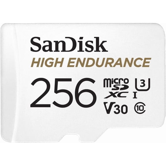 256GB High Endurance Video microSDXC Card with Adapter for Dash Cam and Home Monito systems - C10, U3, V30, 4K UHD, Micro SD SDSQQNR-256G-GN6IA