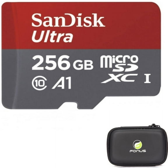 256GB Memory Card w Carry Case for T-Mobile REVVL 6/6 Pro/6X/6X Pro/Tab - Sandisk Ultra High Speed MicroSD Class 10 MicroSDXC, Hard Cover for T-Mobile REVVL 6/6 Pro/6X/6X Pro/Tab