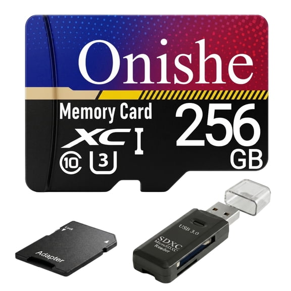 256GB Micro SD Card Onishe Class 10 Flash Memory Card U3 4K Expansion TF Card High Speed for Camera/Gopro/Phone/Car Dashcam/Monitor/Drone/Computer/Tablet/PC