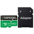 thumbnail image 1 of 256GB Micro SD Card with Adapter TOPESEL Memory Cards A1 V30 U3 Class 10 TF Cards, 1 of 8