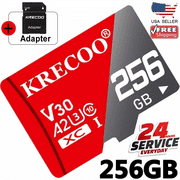 256GB Micro SD SDXC Ultra Class 10 SDHC Memory Card TF Class 10 U3 V30 A2 microSDXC Card SD Adapter,Class 10, U3, V30, A2, 4K UHD, Full HD, UHS-I.
