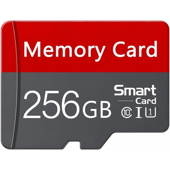 256GB TF SD Card with Adapter,High Speed Memory Card, UHS-I C10 A1 Memory TF Card for Tablet/Mobile Phone/Camera/Car Audio/Game Console Red