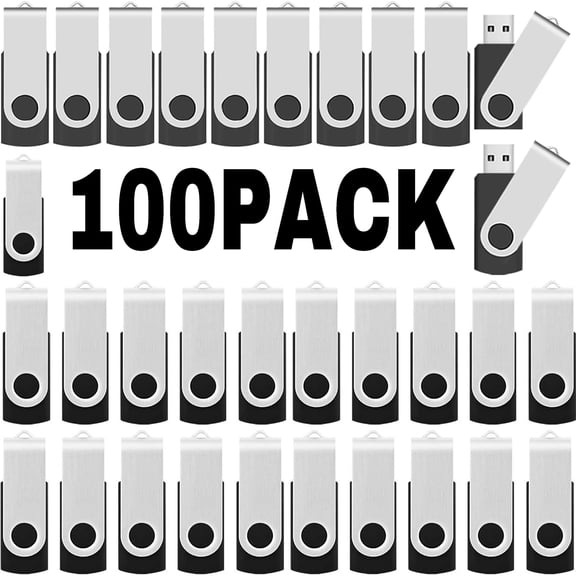 256MB Flash Drive USB 2.0 Drives Storage (100pack *256M Black)