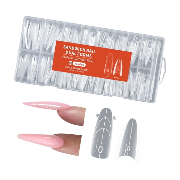 256Pcs Easy Nails Art Forms With Sandwich Design For Paperless Extension Required For Beginners And Salons