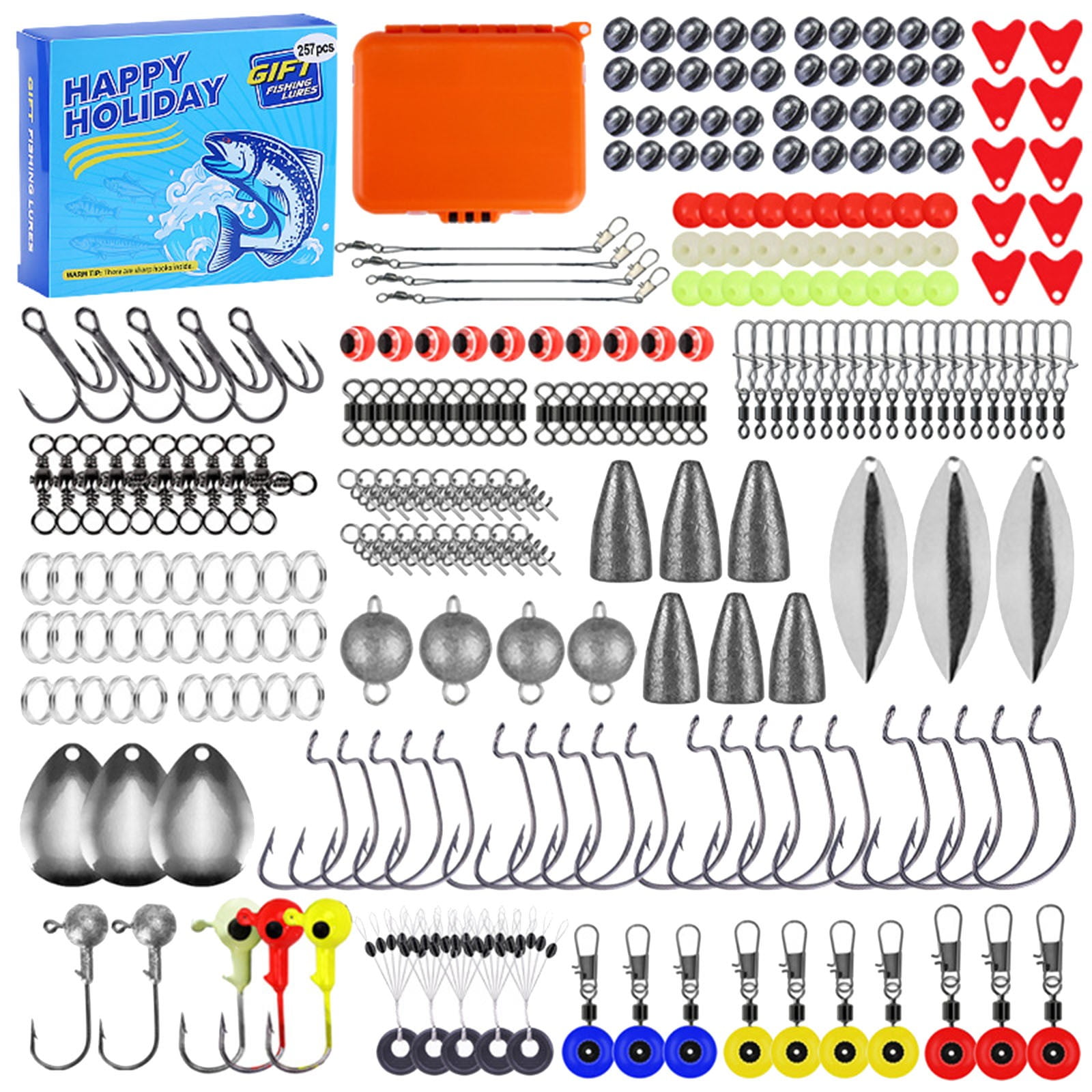 257 Pcs Fishing Lures Kit for Freshwater & Saltwater, Bass Fishing Lure Kit Trout Bass Salmon Walleye, Fishing Hooks, Fishing Tackle Box, Fishing Accessories Kit, Lifelike Fish Bait