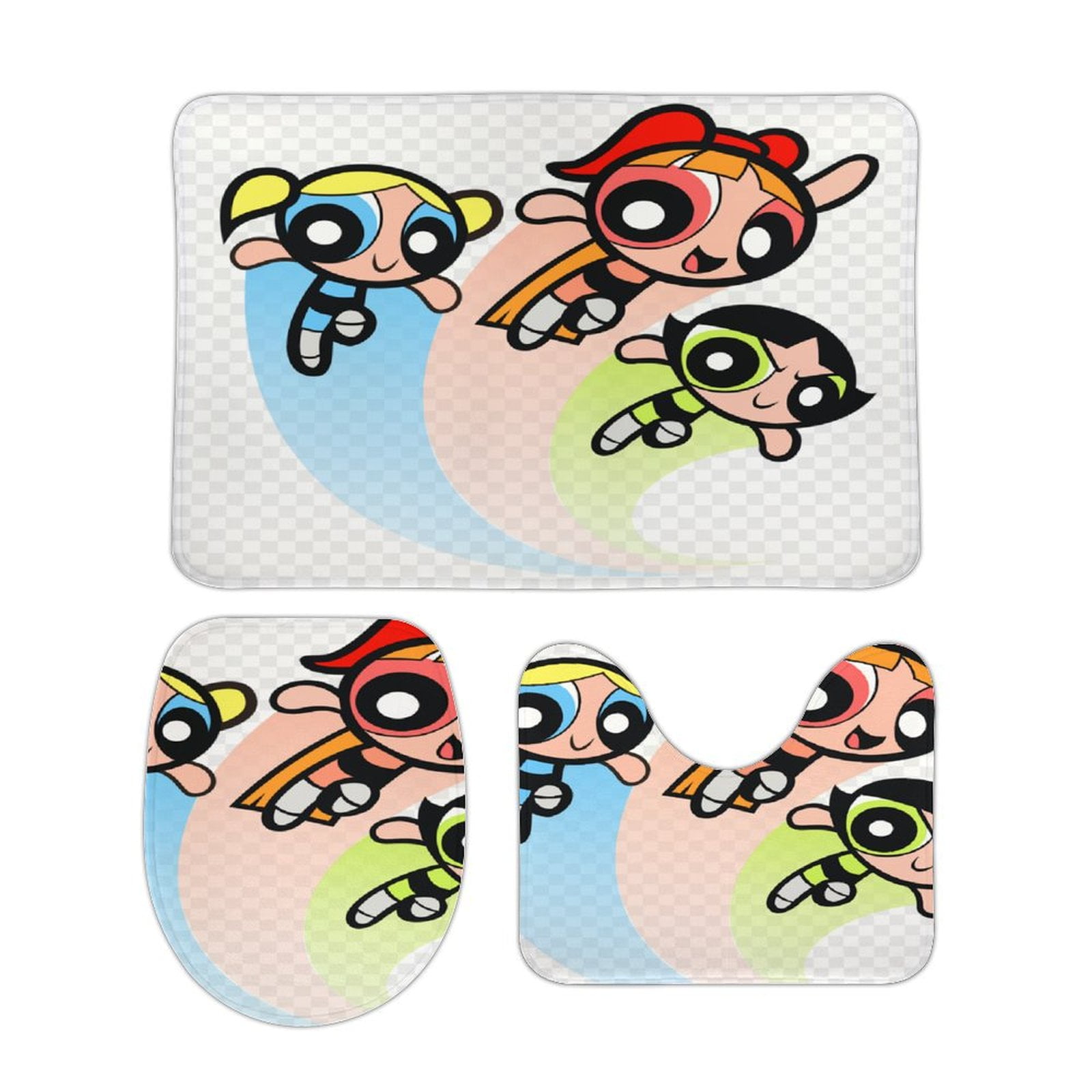 257729middle Bathroom Rug Set, 3pcs Bath Mat with Non Slip Toilet Seat