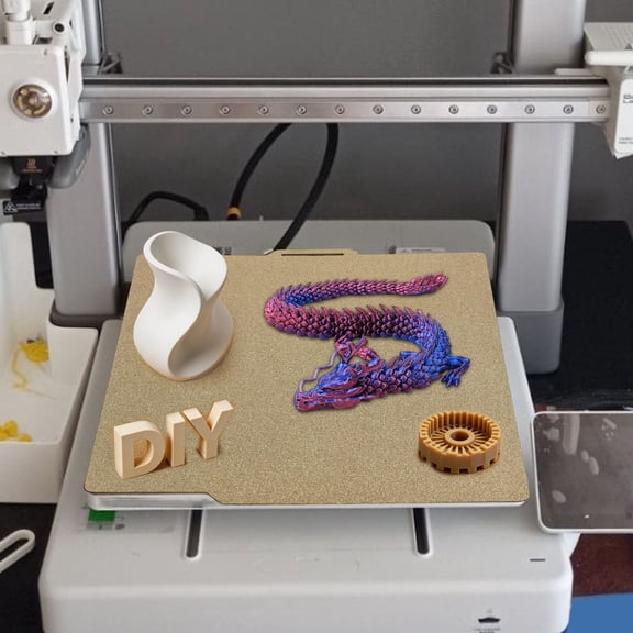 257x275mm Double Sided PEI Build Plate Compatible with P1P/P1S/P2S/X1/X1C/X1E/A1 Textured PET Carbon Fiber and Golden Powder Coated PEI Flexible Removable Spring Steel 3D Printer Bed