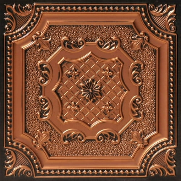 258-My Beautiful Damaris 2 ft. x 2 ft. PVC Glue-up or Lay-in Ceiling Tile in Antique Copper (200 Sq.ft / Pack) - 50 Pieces