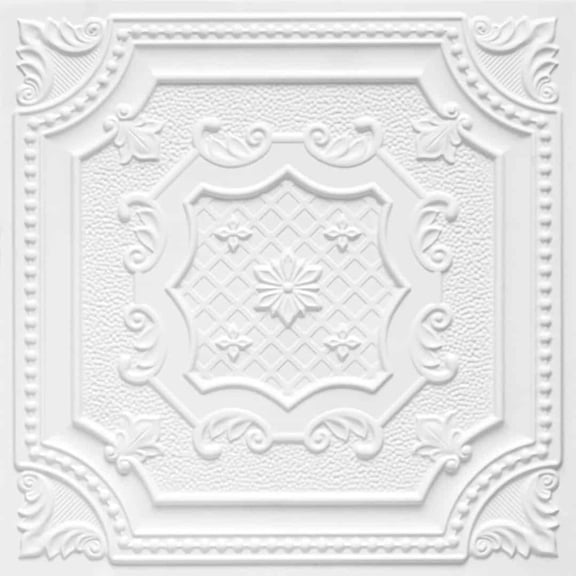 258-My Beautiful Damaris 2 ft. x 2 ft. PVC Glue-up or Lay-in Ceiling Tile in White Matte (40 Sq.ft / Pack) - 10 Pieces