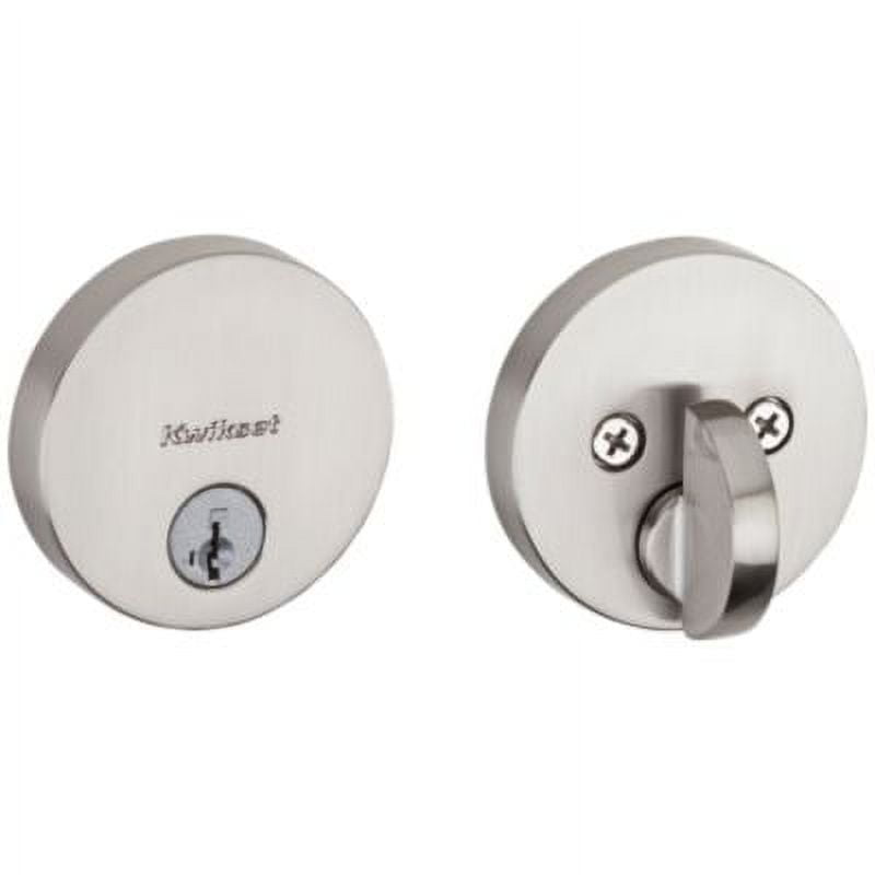 Satin Nickel Round Single Cylinder Deadbolt with SmartKey Security