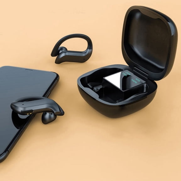 258 Wireless Ear-mounted Bluetooth Earphone with Charging Box & Digital Display, Support Touch & HD Call & Voice Assistant & NFC, MD03 Black, 258 White