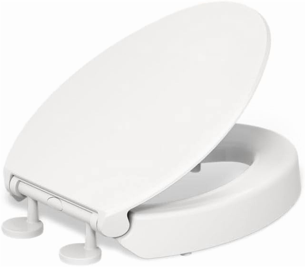 25876-0 Hyten 3" Height, Elevated Soft Close Round Toilet Seat, Contoured Seat with Grip-Tight Bumpers, Quick-Attach Hardware, White