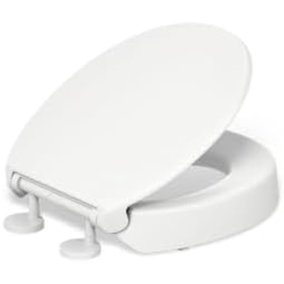 25876-0 Hyten 3" Height, Elevated Soft Close Round Toilet Seat, Contoured Seat with Grip-Tight Bumpers, Quick-Attach Hardware, White