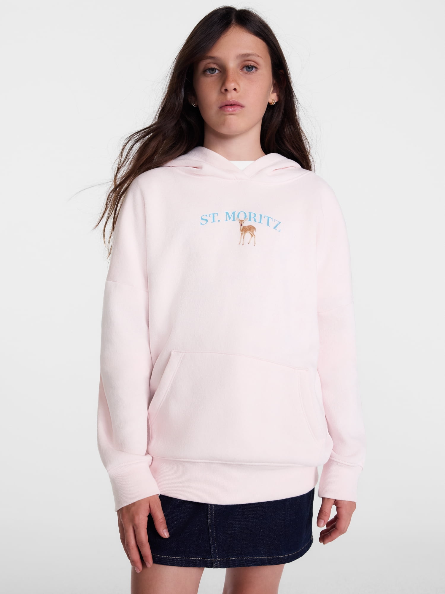 Weekend Academy Girls Graphic Fleece Hoodie with Long Sleeves, Sizes 4-18