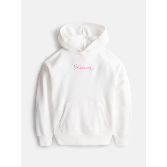 Weekend Academy Girls Graphic Fleece Hoodie with Long Sleeves, Sizes 4-18