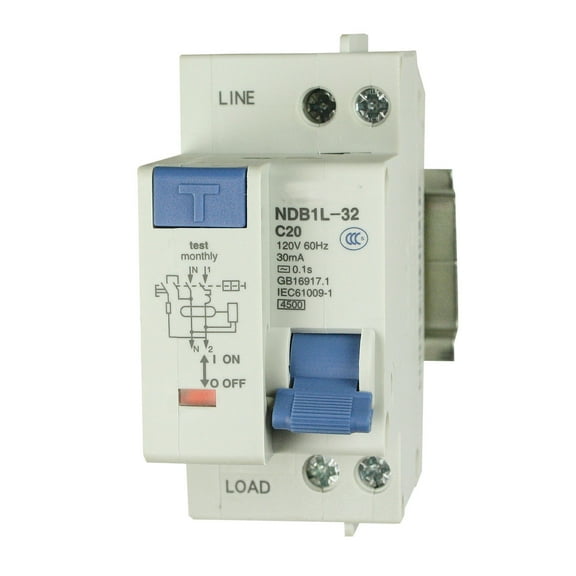 25A, 120V AC, , 1 Pole + Neutral Pole, DIN Rail Mount Miniature Circuit Breaker, Trip Curve: C, UL1053 Recognized