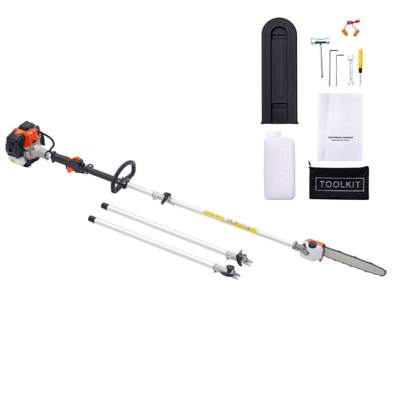 25CC Gas Pole Saw, 12-Inch Cordless Chainsaw for Tree Trimming, 7-12 ft Extendable Pole with Fuel Tank, Powerful Gas-Powered Pruning Tool