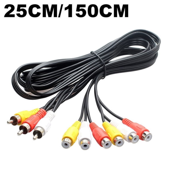 25CM 1.5M 3 RCA Male To 6 RCA Female Plug Splitter 3RCA Extension Audio TV DVD Video Adapter AV Jack Cable Cord