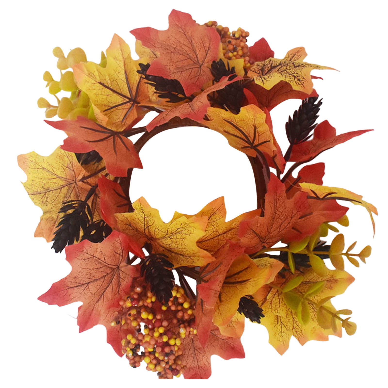 25CM Fall Pinecone Candle Wreath, Thanksgiving Candle Wreath, Maple