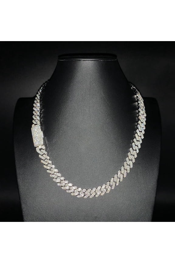 25CT DEF-VVS Moissanite Cuban Link Chain 12mm 22" 145G - Luxury