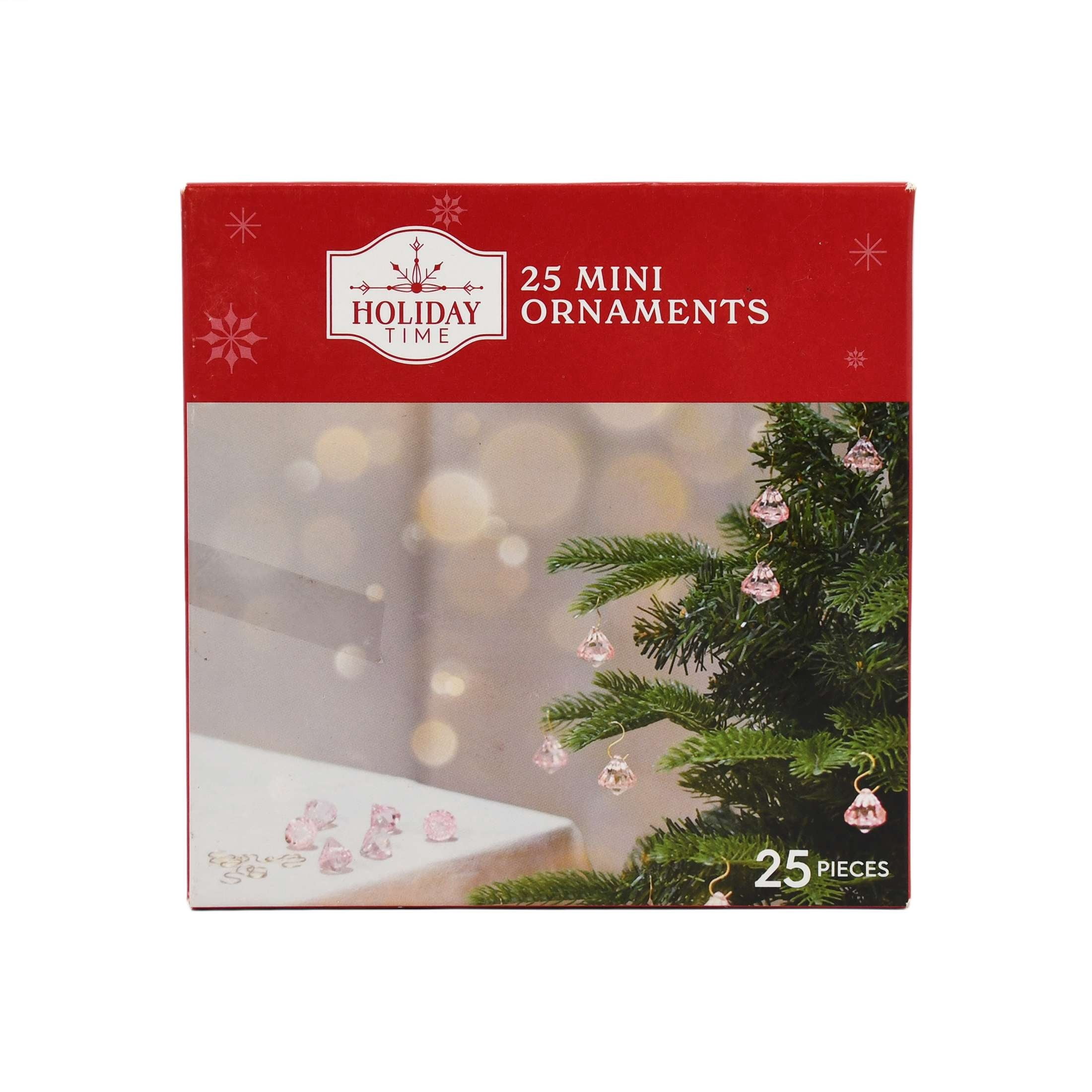 25-Count Pink Gem Mini Christmas Ornaments, 1", by Holiday Time