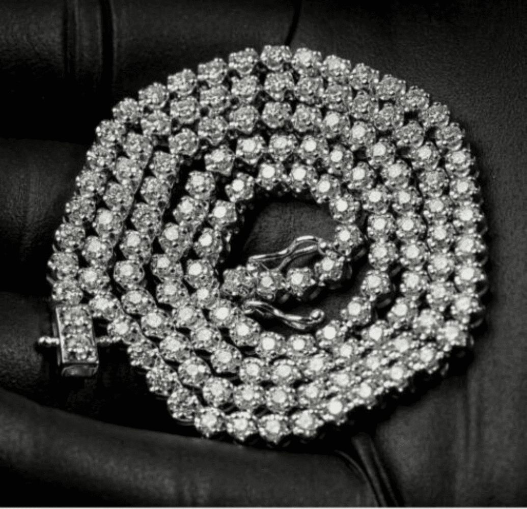 JEWELLERY CRAFT 25CT Moissanite (VVS1/D) 14k White Gold Plated Tennis Necklace for Men Gifts/Wedding Fine Jewelry