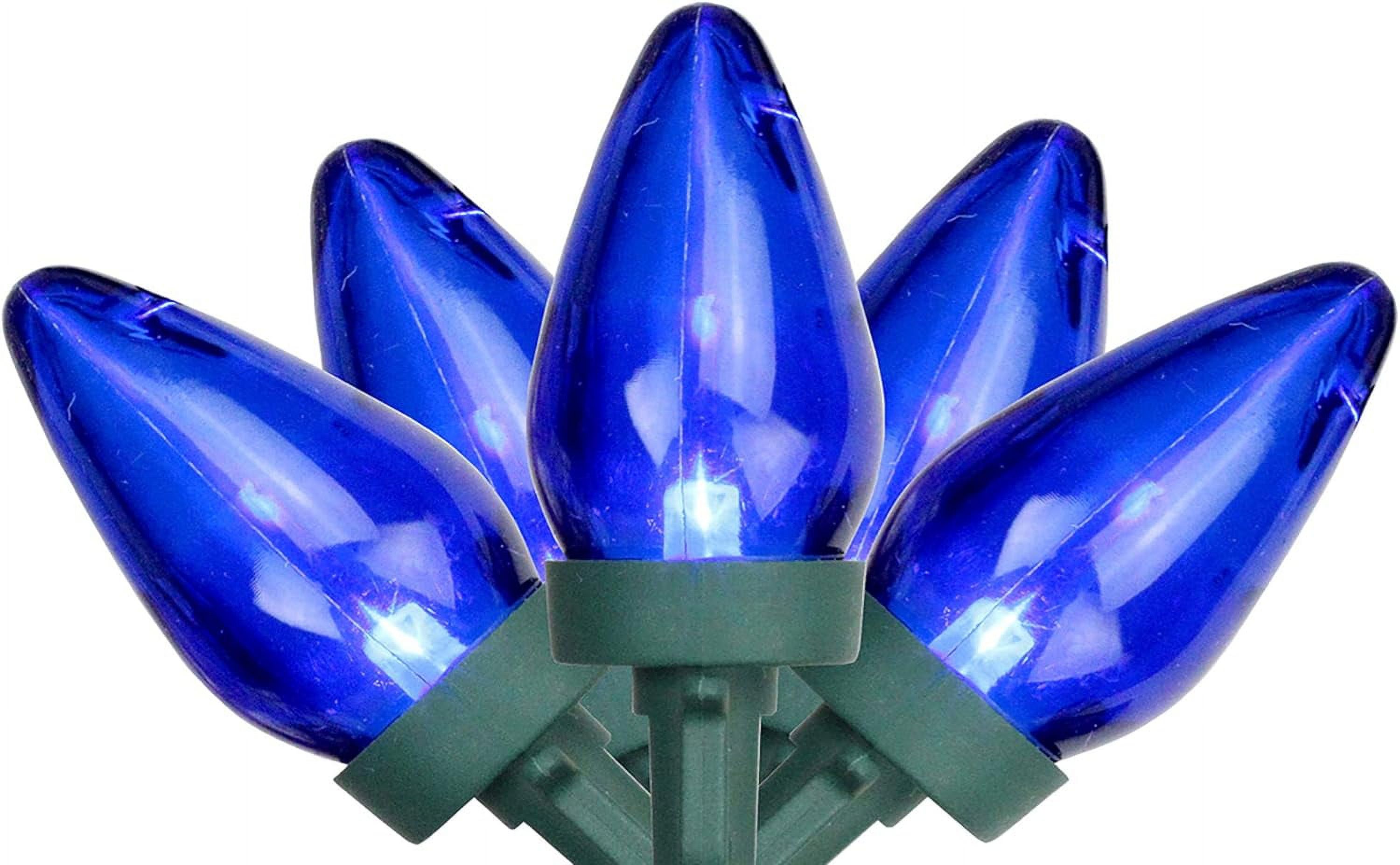 25Ct Blue LED C7 Christmas Lights 17Ft Green Wire