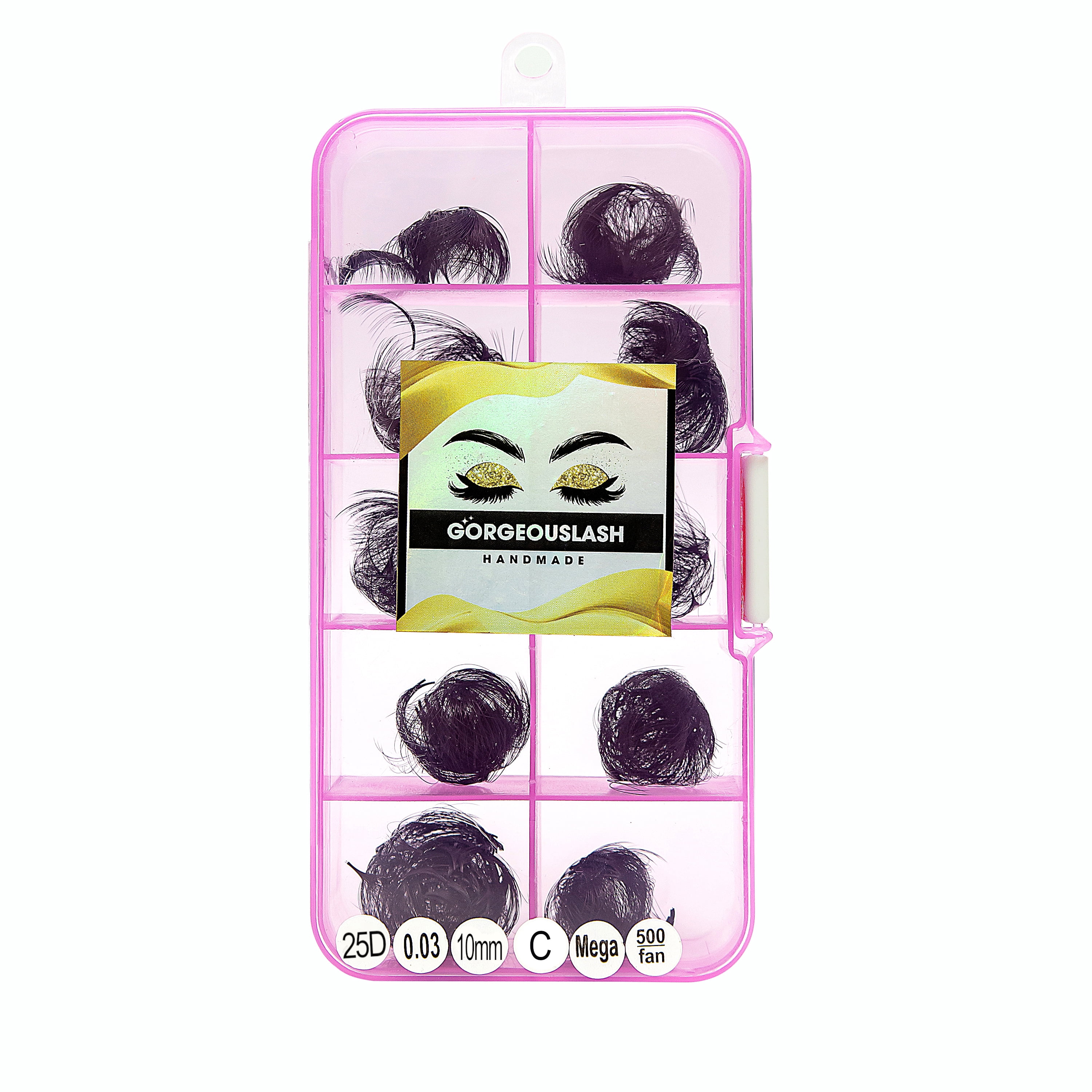 25D - C Curl Lashes, 500 Premade Volume Fans, 0.03mm thickness, Eyelash Extensions, Handmade.