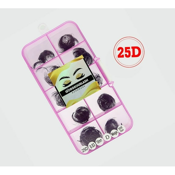 25D - C Curl Lashes, 500 Premade Volume Fans, 0.03mm thickness, Eyelash Extensions, Handmade.