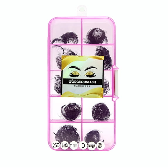 25D - D Curl Lashes, 500 Premade Volume Fans, 0.03mm thickness, Eyelash Extensions, Handmade.
