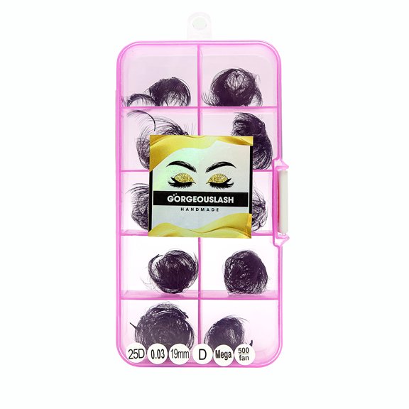 25D - D Curl Lashes, 500 Premade Volume Fans, 0.03mm thickness, Eyelash Extensions, Handmade.