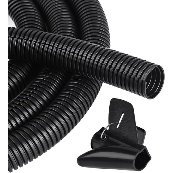 25FT - 1/2 Inch Split Wire Loom with Installation Tool - Black