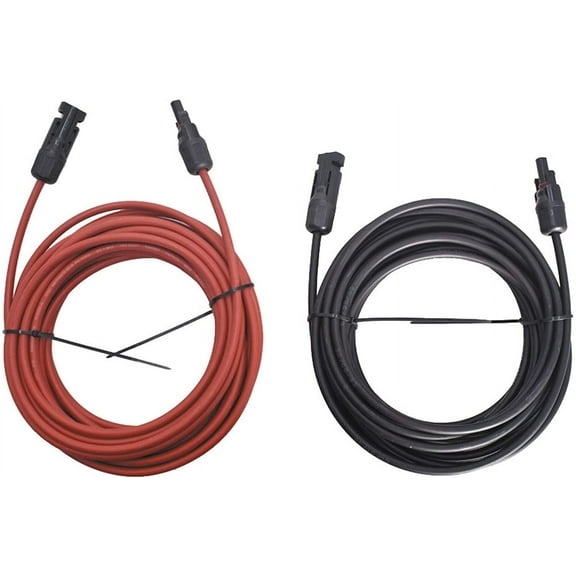 25FT 12AWG Black + Red 12 Gauge Solar Panel Extension Cable Wire with Female and Male Connector Solar Connector