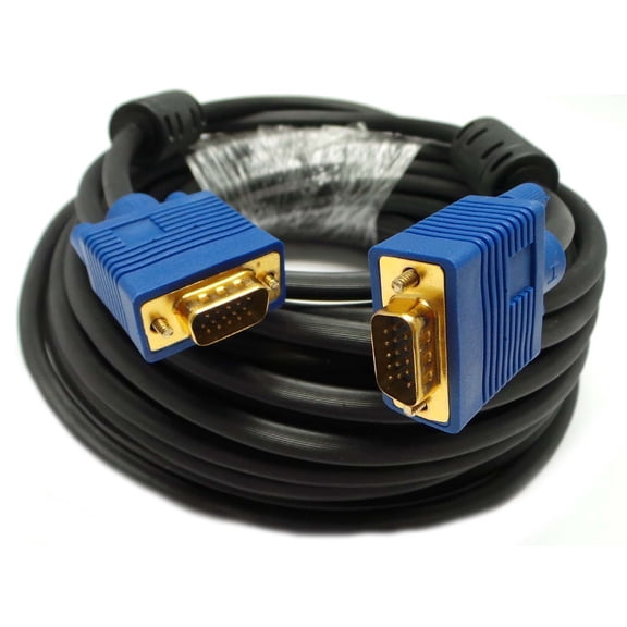 25FT 15PIN GOLD PLATED BLUE SVGA VGA ADAPTER Monitor Male Cable CORD FOR PC HDTV