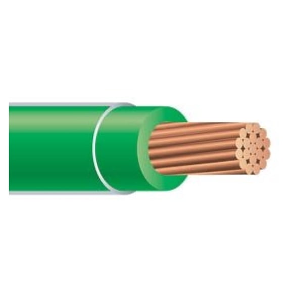 25FT 2 AWG THHN Stranded Copper Building Wire 600V Green