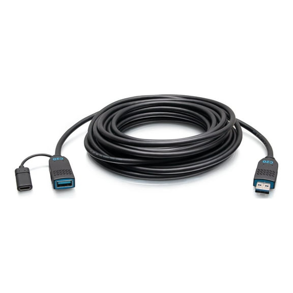 C2G C2G30078 25 ft. Performance Series USB-A Male to USB-A Female Active Optical Extension Cable - 3.2 Gen 2 10Gbps Plenum Rated
