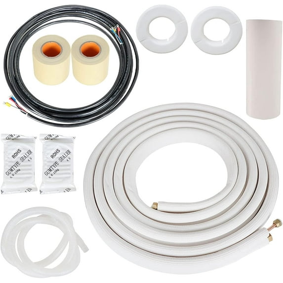 25FT Air Conditioning Copper Tubing Hose Extension 3/8" and 5/8" Twin Copper Hoses Insulated Copper Hoses Fit for Mini Split Air Conditioner