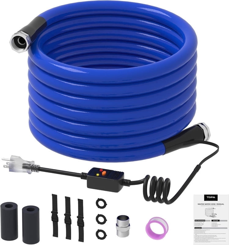 25FT Heated Water Hose for RV, Heated Drinking Water Hose with Lead and BPA Free, Electrically Heated Garden Hoses with Insulating Sponge for Camper Water Supply RV Accessories
