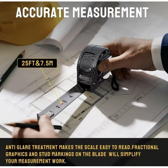 25Ft Stainless Steel Tape Measure | Hollow Thickened, Waterproof, High-Definition Inch Scale, Wear-Resistant Hook - Durable Measuring Tool for Construction & Home DIY