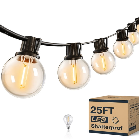 25FT IP65 Waterproof LED String Lights With Shatterproof ST38, Dimmable Outdoor Lights Suitable For Yard