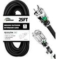 25FT Lighted Outdoor Extension Cord 10/3 SJTW Heavy Duty Black