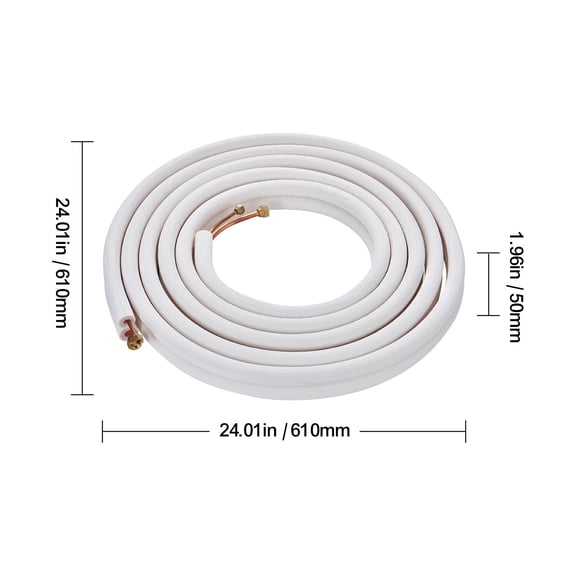 25FT Mini Split Line Set 1/4 and 3/8 Inch OD Copper Pipes Tubing with Triple-Layer Insulation for Air Conditioning Heating Pump HVAC and Rich Accessories 27ft Connection Cable