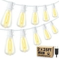 thumbnail image 1 of 25FT Outdoor String Lights, Patio Lights with 10+1 LED Dimmable Waterproof Shatterproof ST38 Retro Edison 2700K Bulbs for Balcony Yard, Black, 1 of 15
