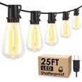 thumbnail image 1 of 25FT Outdoor String Lights, Patio Lights with 10+1 LED Dimmable Waterproof Shatterproof ST38 Retro Edison 2700K Bulbs for Balcony Yard, Black, 1 of 9